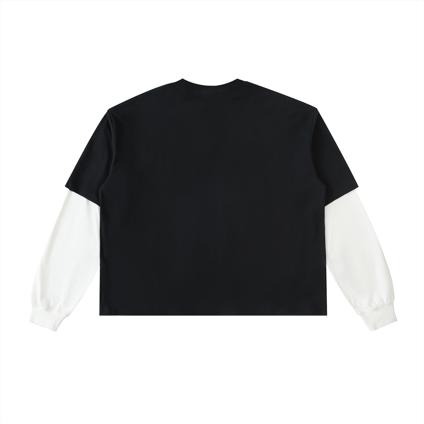 “I wish I were real” Layered Contrast Sleeve Cotton T-Shirt